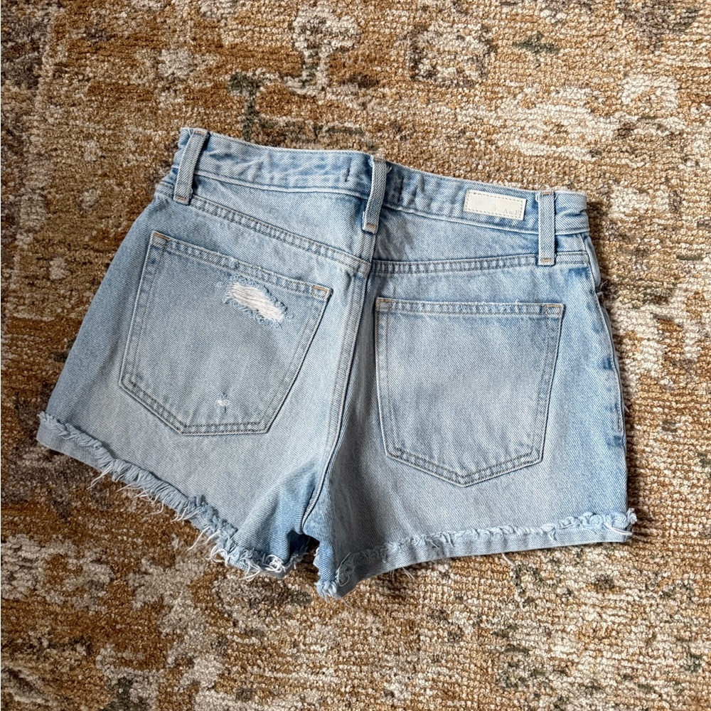 Abercrombie & Fitch Light Blue Distressed High-Rise Denim Shorts - Picture 3 of 4